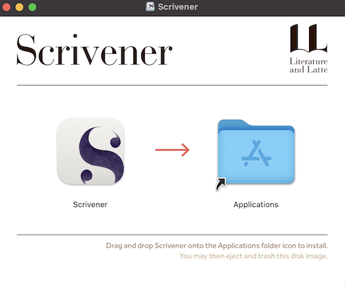 將 Scrivener 拖入應用程序文件夾