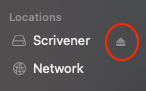 彈出 Scrivener 磁盤映像