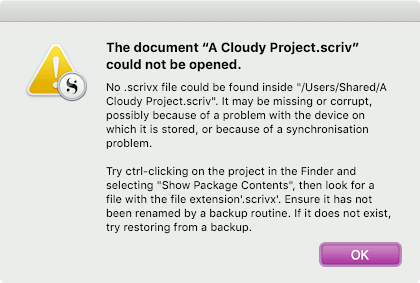 Scrivener 常見同步錯誤提示
